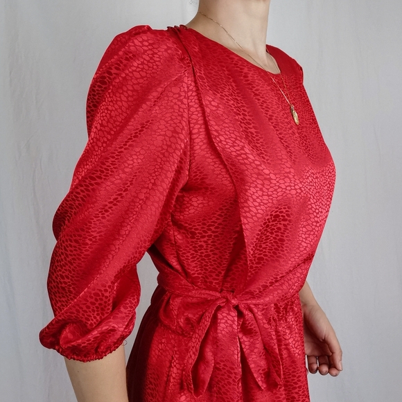*Sold* Medium vintage red satin animal print dress - Picture 6 of 6